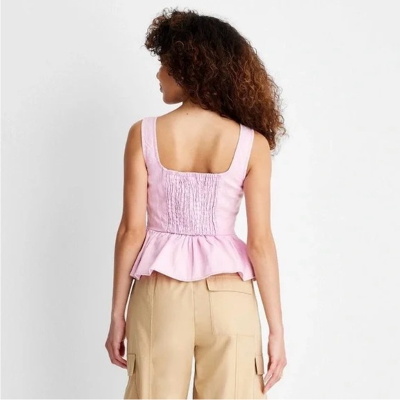 Denim Corset Top Future Collective Women's Pink Sleeveless - Picture 7 of 10
